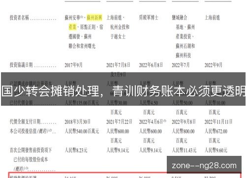 国少转会摊销处理,青训财务账本必须更透明 国少转会摊销处理,青训财务账本必须更透明